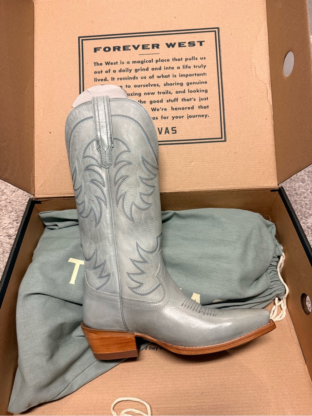 NWT Tecovas Annie Slate Snip
Toe Cowgirl Boots Size 7.5